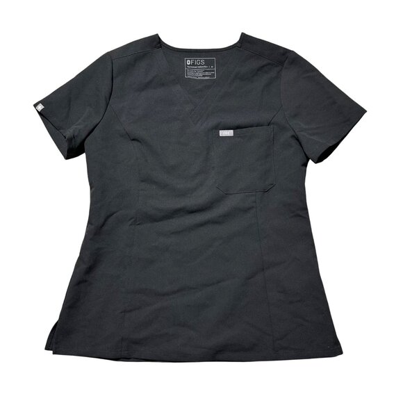 Figs Technical Collection Black V-Neck Scrub Top For Women Size M - Picture 1 of 8